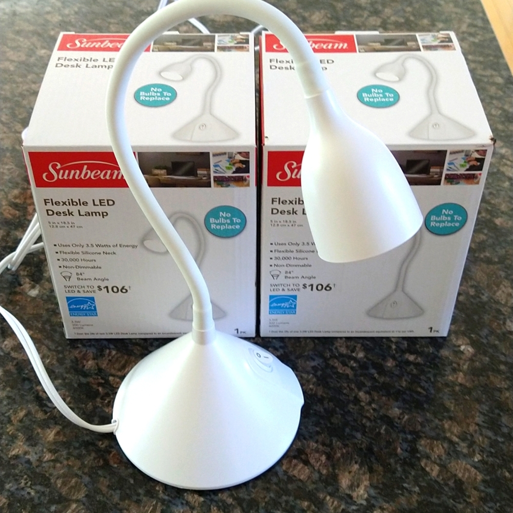White Flexible LED Desk Lamp Sunbeam ONE New in Box
